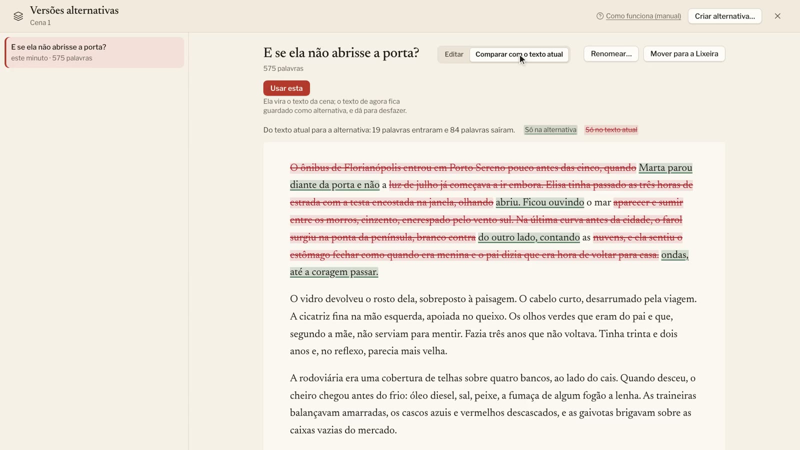 Duas versões de uma cena comparadas